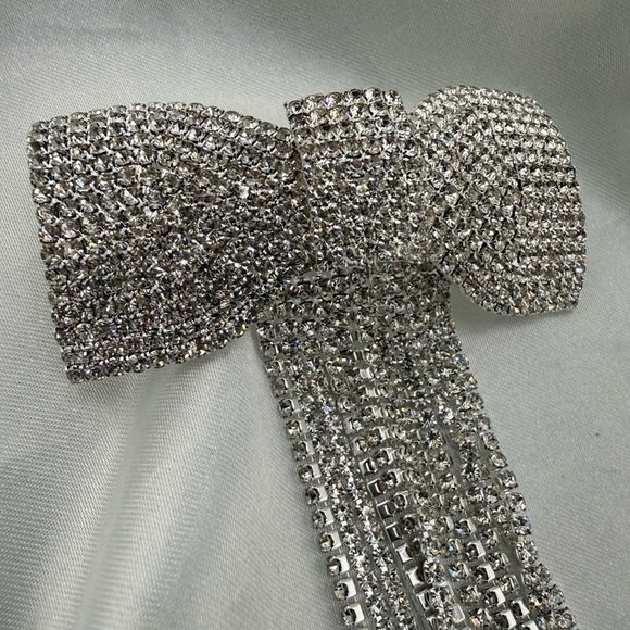 Silver Rhinestone Bow Hair Clip main image 8